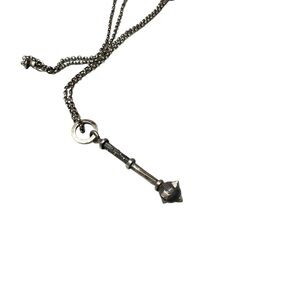 Sterling  Silver mace club medieval weapon Pendant Necklace 18”